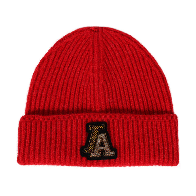 Dogers Baseball Cap Full Diamond Knitted Hat Women's Autumn and Winter Wool Hat