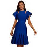 Women Bodycon Dress Summer Blue off-the-Shoulder Dress