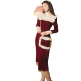 Fairy Dress Autumn and Winter Women's Clothing Hepburn Style French Dress Vintage Velvet Stitching Lace