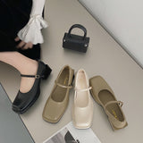 Nude Block Heel Sandals Vintage Leather Shoes