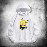 Men and Women Pokemon Pikachu Hoodie Loose Shoulder Long Sleeve