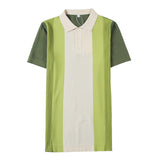 Men Polo Shirts Thin Stretch Striped T-shirt
