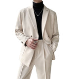 Double Brewed Seersucker Suit Spring Men's Casual Jacket Baggy Coat