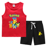 Children Pokemon Pikachu Tshirts & Shorts Vest Middle Pants Sports Casual Thin Two Pieces