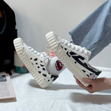 Cow Print Hey Dude Shoes Low-Cut Canvas Shoes Casual Lace up Board Shoes Student Shoes Female