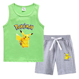 Children Pokemon Pikachu Tshirts & Shorts Vest Middle Pants Sports Casual Thin Two Pieces