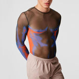 Transparent Shirt for Men Top Men See-through Bottoming Shirt Stretch-Tight T-shirt