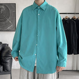 Men's Shirts Autumn Men's Large Size Solid Color Long Sleeve Shirt Loose