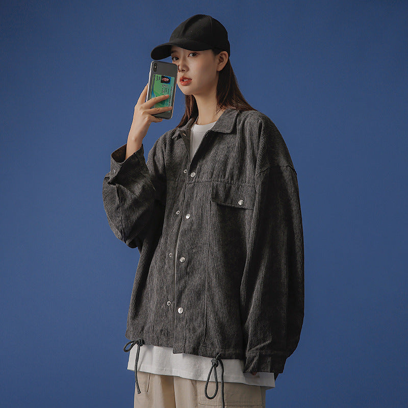 Corduroy Patch Jacket Autumn Vintage Corduroy Baggy Coat
