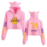 In Memory of Kobe Hoodie Kobe Memorial Clothing Casual Navel Cat Ears Hooded Sweater for Women