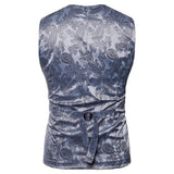 Tuxedo Vests Men Suit Vest Casual Coat Vest Fashion Printed Gentleman Men's Color Matching