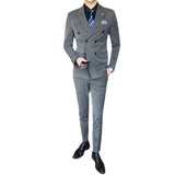 Double Brewed Seersucker Suit Men's Three-Piece Suit Slim Fit