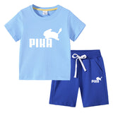 Children Pokemon Pikachu Tshirts & Shorts Cotton Short Sleeve Shorts Two Pieces Neutral