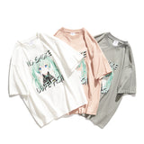 Men's T-shirt Men's Cartoon Young Girl Anime Print Short-Sleeved T-shirt Loose Casual Half-Sleeved Bottoming Shirt T