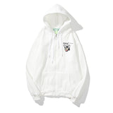 Off White Zipper Hoodie Autumn and Winter Printing Oil Painting Arrow Zipper Hooded Sweater