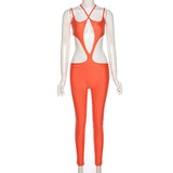 Fall Hollow Backless Sling High Waist Tight Sports Fitness Jumpsuit
