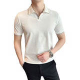 Men Short Sleeve T-shirt V-neck Slim-Fit Short-Sleeved T-shirt