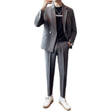 Double Brewed Seersucker Suit Spring Men Leisure Suit