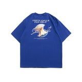 Men T Shirt Summer Casual Tops Men's Clothes Summer Wear Retro Men's Short-Sleeved Casual Earth Print T-shirt Fashion