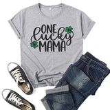 Boy Mama T Shirts Clover Lucky Mama Printed Short Sleeve T-shirt