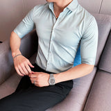 Men Shirts Casual Solid Color Business Shirt