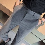 Men Trousers Men's Suit Pants Autumn and Winter Thickening Stripes Draping Casual Small Trousers