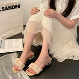 Nude Pumps Block Heel Chunky Heel Slippers
