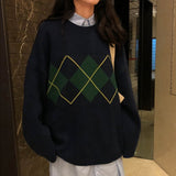 Preppy Aesthetic Outfits Rhombus Sweater Sweater