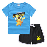 Children Pokemon Pikachu Tshirts & Shorts Casual Sports Undershirt Suit Neutral