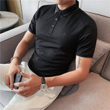 Men Polo Shirts Slim Embroidered Simple Lapel T-shirt