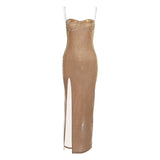 Music Festivals Rave Outfits Dress Spring Sexy Suspenders Slim Fit Slit Dress