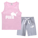 Children Pokemon Pikachu Tshirts & Shorts Summer Vest Middle Pants Sports Casual Sleeveless Two Pieces