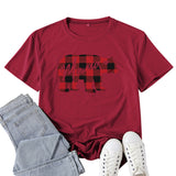 Boy Mama T Shirt Mama Bear Red Plaid Mother Bear Pattern Printed T-shirt