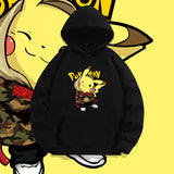 Men and Women Pokemon Pikachu Hoodie Loose Shoulder Long Sleeve Top