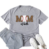 Boy Mama T Shirts Baseball Mama Leopard Print Letter Print T-shirt