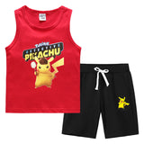 Children Pokemon Pikachu Tshirts & Shorts Vest Middle Pants Sports Casual Thin Two Pieces
