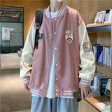 Corduroy Patch Jacket Baseball Uniform Men's Corduroy Jacket Casual Top