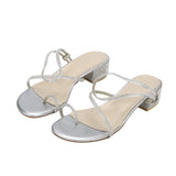 Nude Block Heel Sandals Summer Roman Casual Sandals