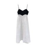 Black and White Dress French Hepburn Style Color Matching Suspender Dress
