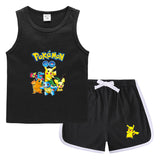 Children Pokemon Pikachu Tshirts & Shorts Casual Sports Sweat-Absorbent Suit Neutral