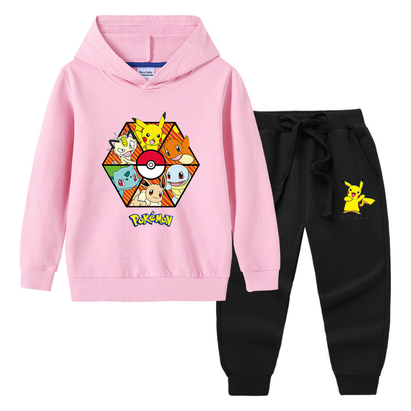 Children Pokemon Pikachu Hoodie & Pant Set Sweater Suit Cotton Trendy
