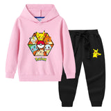 Children Pokemon Pikachu Hoodie & Pant Set Sweater Suit Cotton Trendy