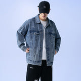 Spring and Autumn Men's Denim Coat Plus Size Loose Down Shirt Top Casual Men Denim Jacket