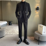 Double Brewed Seersucker Suit Winter Clothes Men's Suit Set Winter