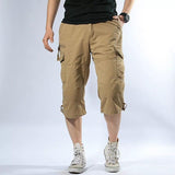 Men's Capris Pants below the Knee Shorts Summer Cargo Pants plus Size Shorts Men's Outdoor Casual Cotton Cropped Pants Men