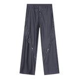 Men Suit Pants Zipper Design Split Slightly Pull Vertical Suit Pants