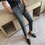 Men Trousers Slim Fit Light Business Casual Trousers