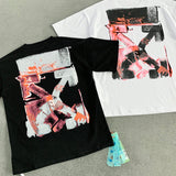 Off White T Shirts Red Doodle Hand Drawn Arrow Men and Women Same Type T-shirt