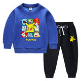 Children Pokemon Pikachu Hoodie & Pant Set Fleece Lined Padded Warm Keeping Winter Clothes Sweatershirt Suit