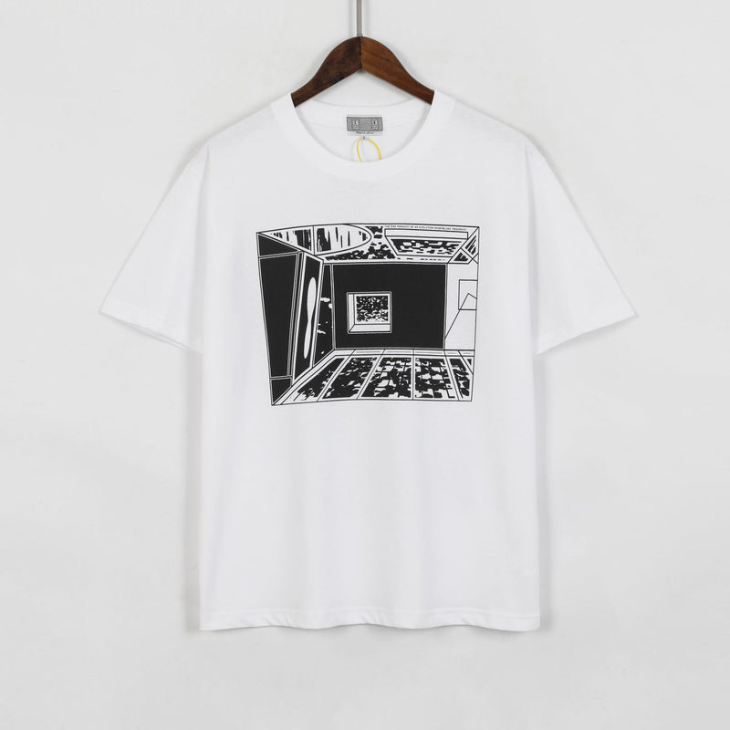 Cavempt Ce Life Cav @ Empt Retro Abstract Tunnel Printed Short Sleeve Men and Women